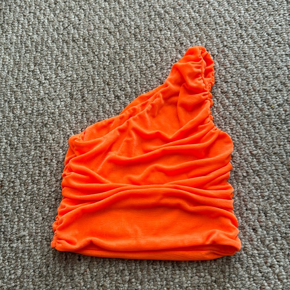 Neon Orange One Shoulder Going Out Top